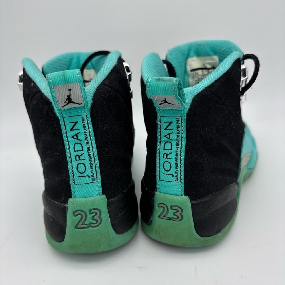NIKE AIR JORDAN 12 RETRO GG BLACK/TEAL -HYPER JADE SIZE 5.5Y - Picture 4 of 9